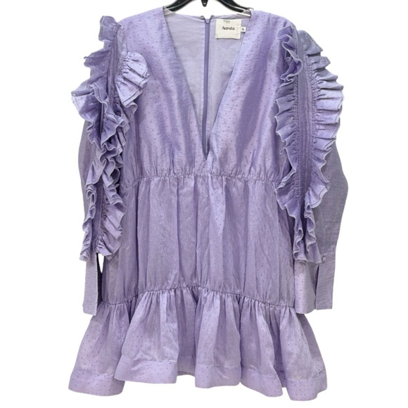 Aureta Dresses & Skirts - Free People Lilac Ruffle Mini Dress EUC